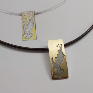 Penjoll d’or i plata amb dos diamants talla brillant (Peça personalitzada)