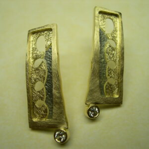 Arracades d’or groc i plata amb diamant talla brillant
