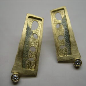 Arracades d’or groc i plata amb diamant talla brillant