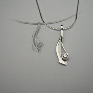 Penjoll d’or blanc amb diamant talla brillant