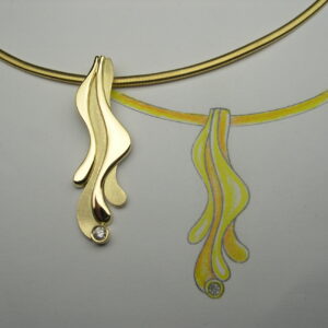 Penjoll d’or groc i diamant talla brillant